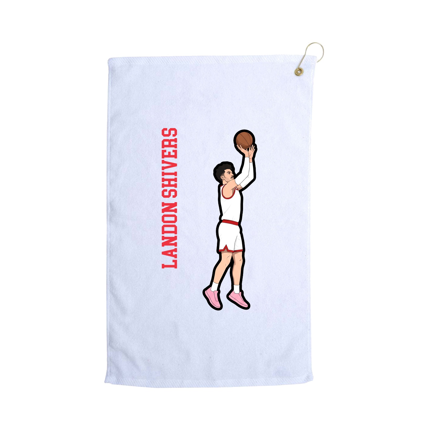 Golf Towel — Name Vertical in White