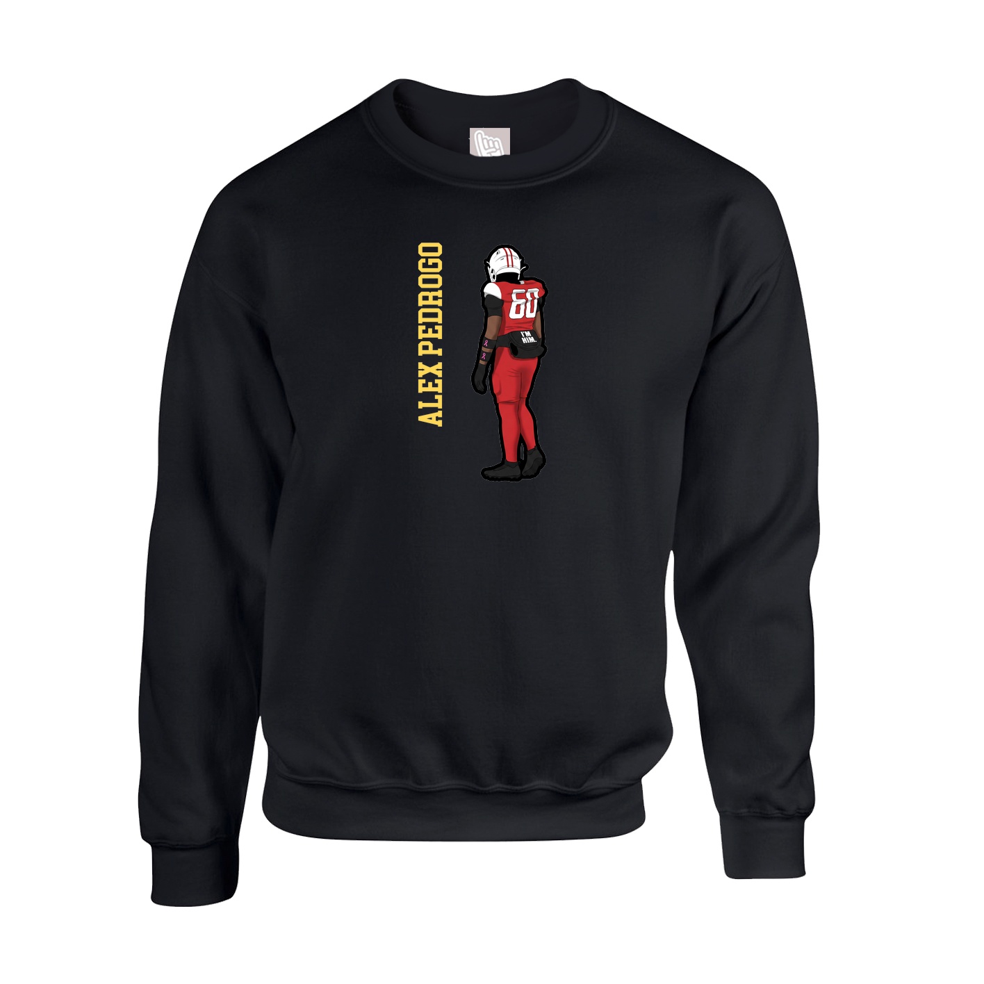Fleece Crew — Name Vertical in Black