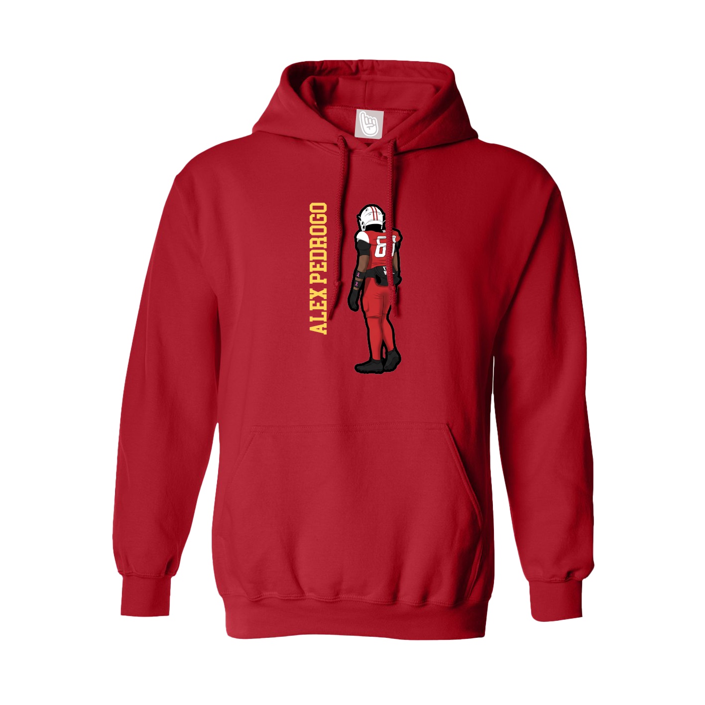 Youth Hoodie — Name Vertical in Red