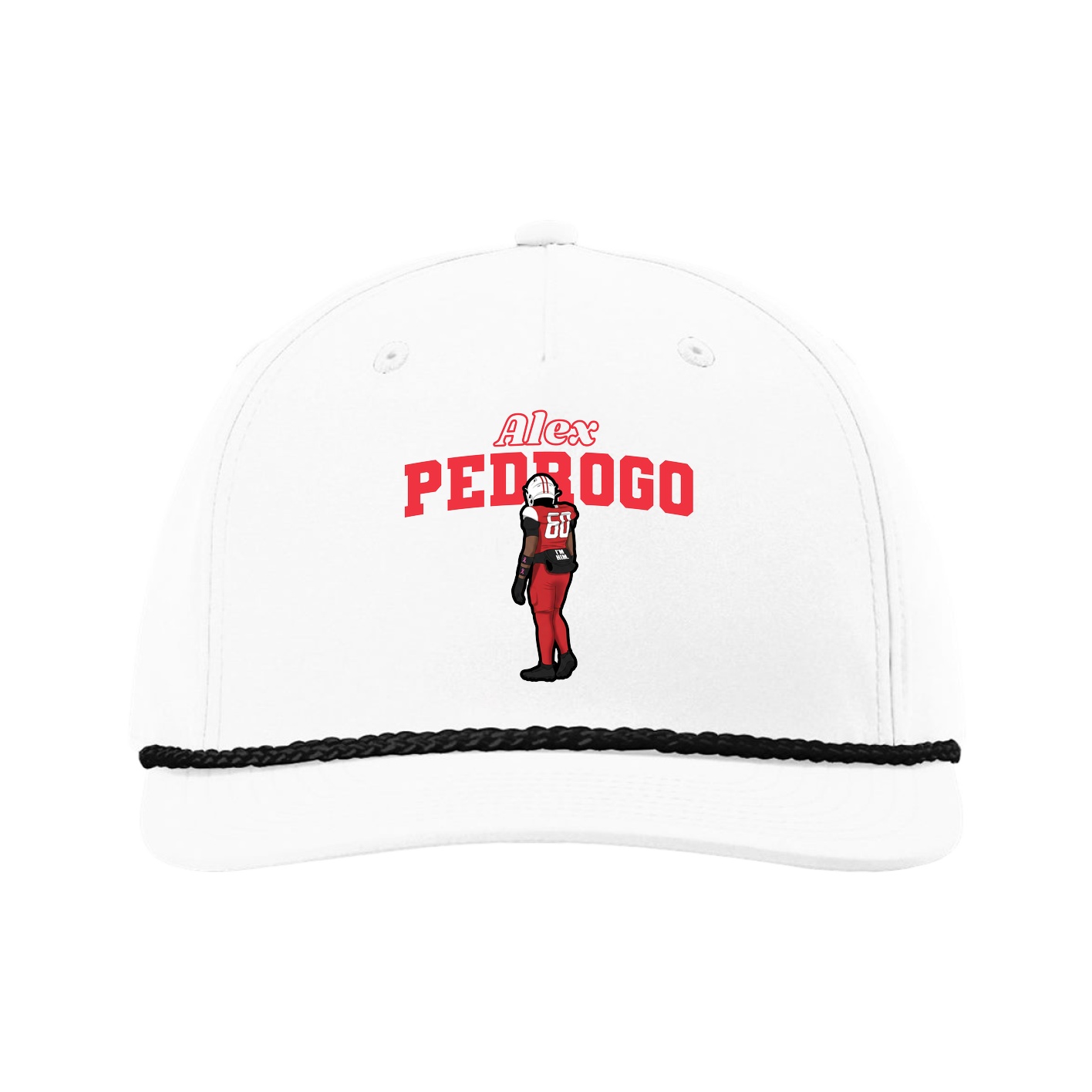 Five-Panel Classic Rope Cap — Name Arch in White
