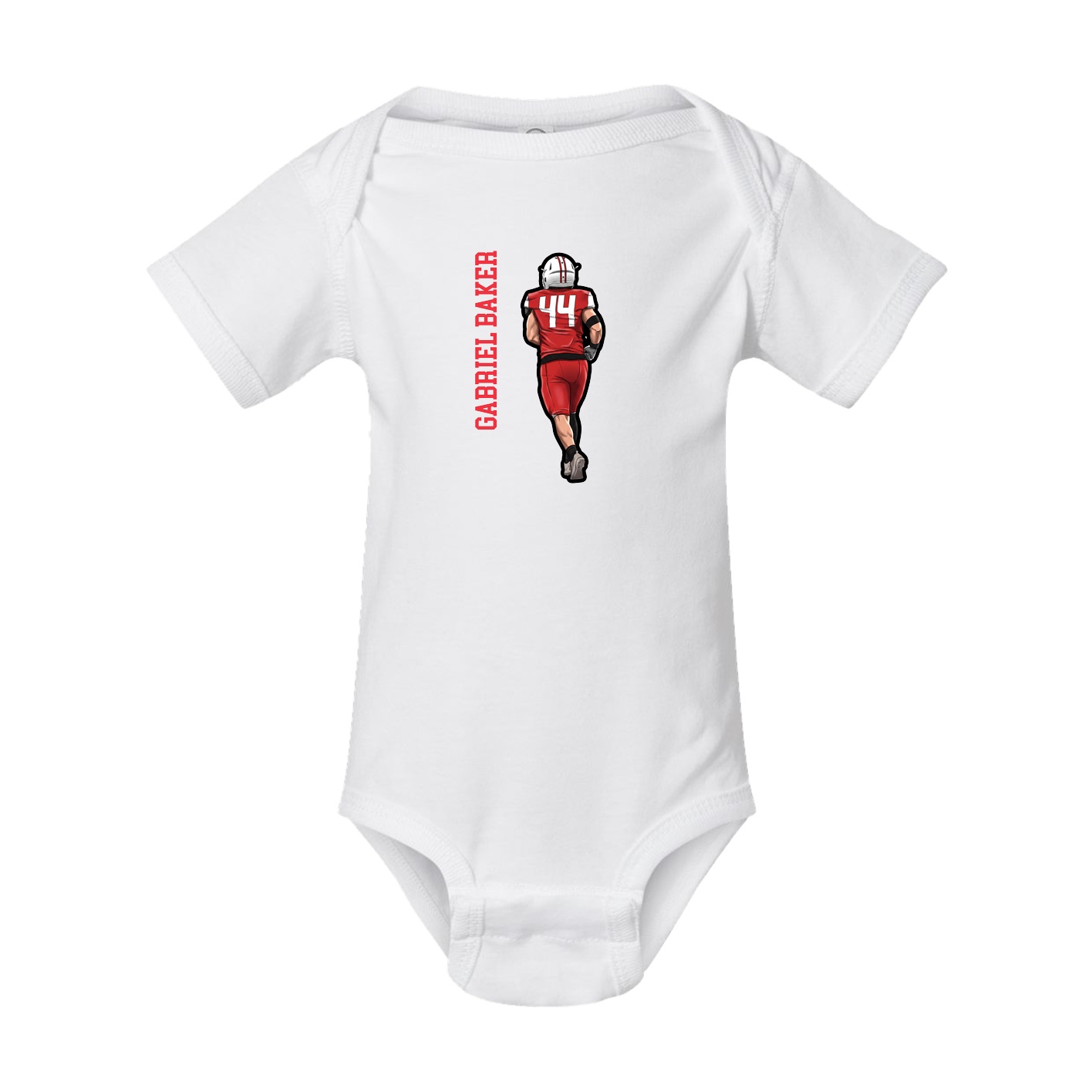 Baby Onesie — Name Vertical in White