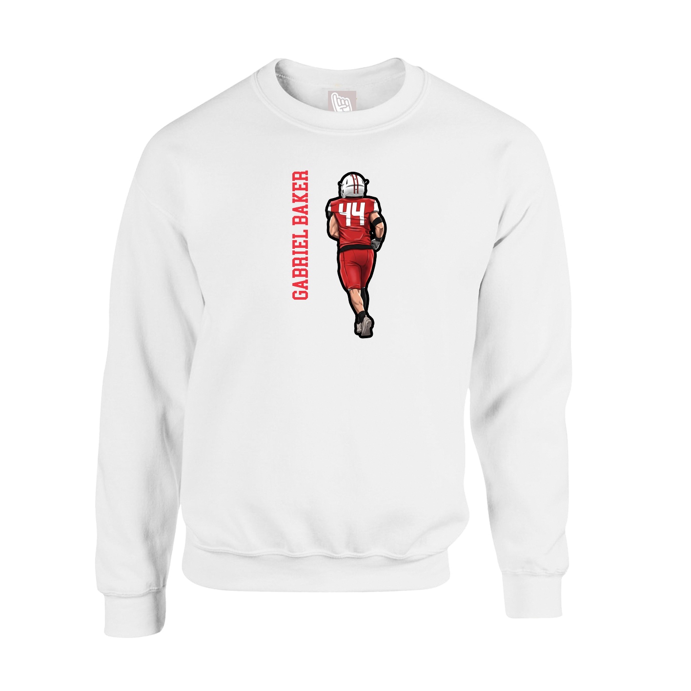 Fleece Crew — Name Vertical in White