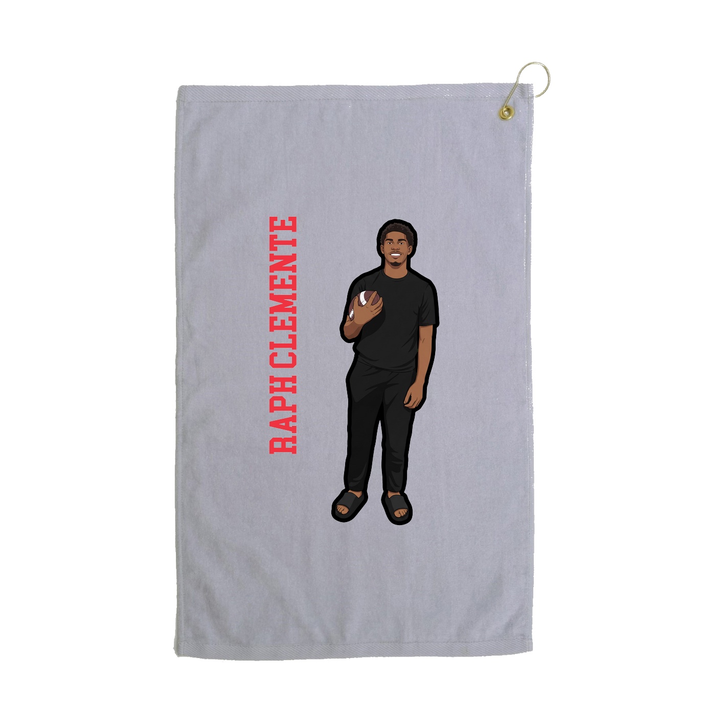 Golf Towel — Name Vertical in Grey