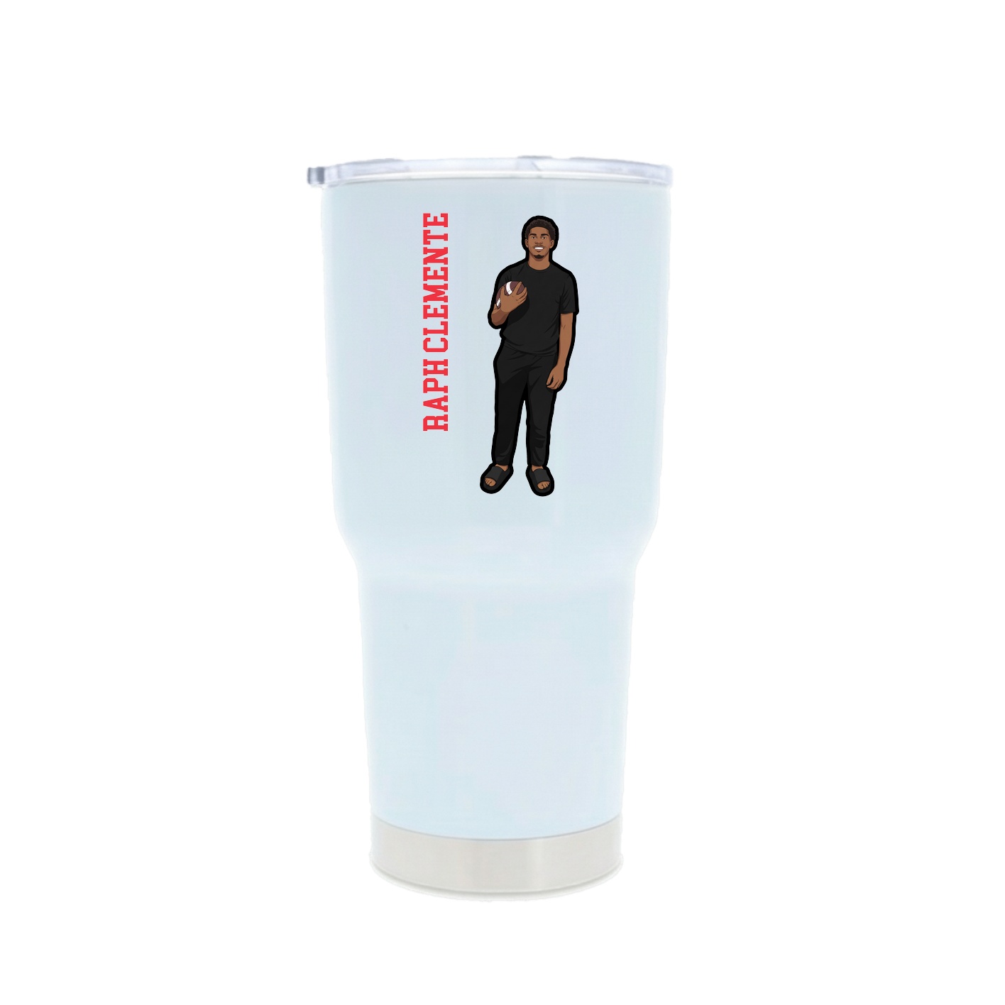 30oz Stainless Steel Tumbler — Name Vertical in White