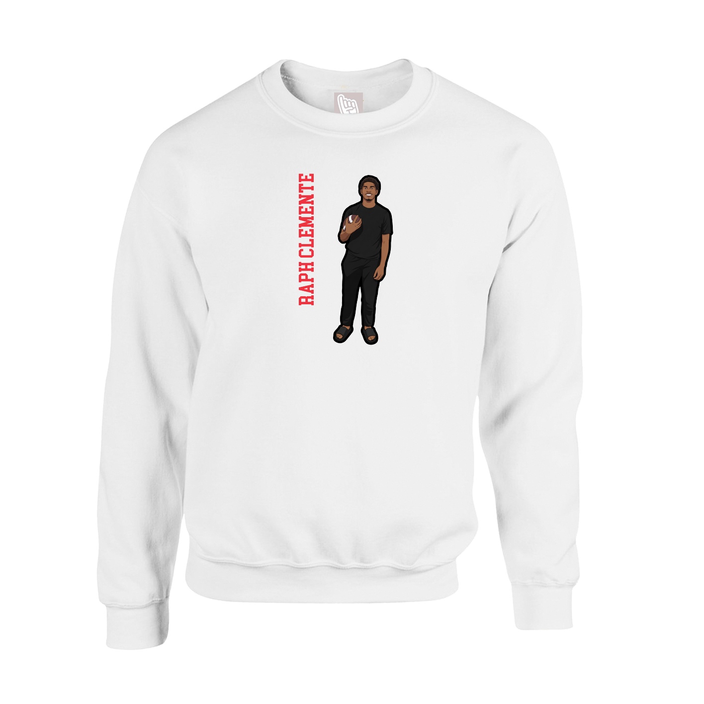 Fleece Crew — Name Vertical in White