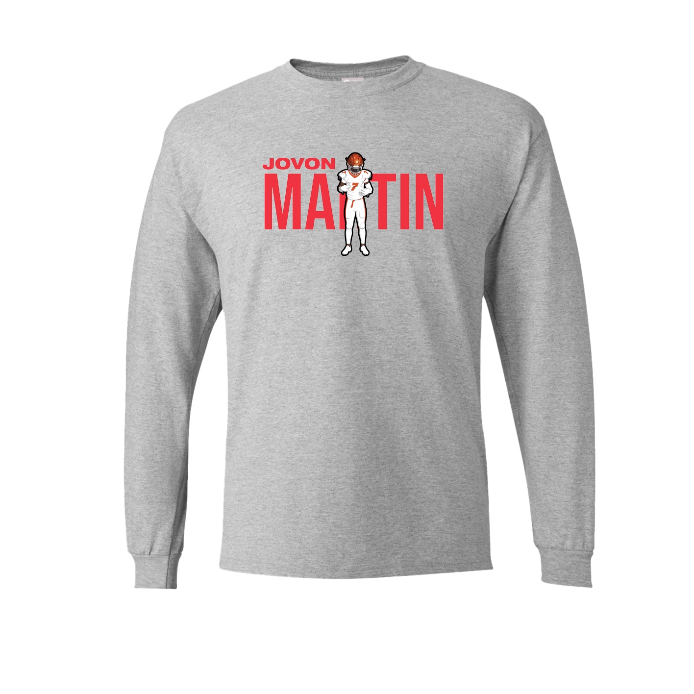 Long Sleeve Tee — Player Name in Grey