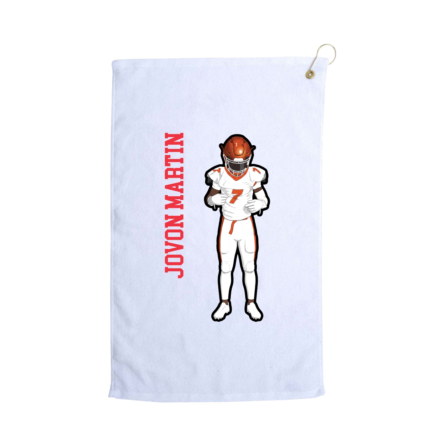 Golf Towel — Name Vertical in White