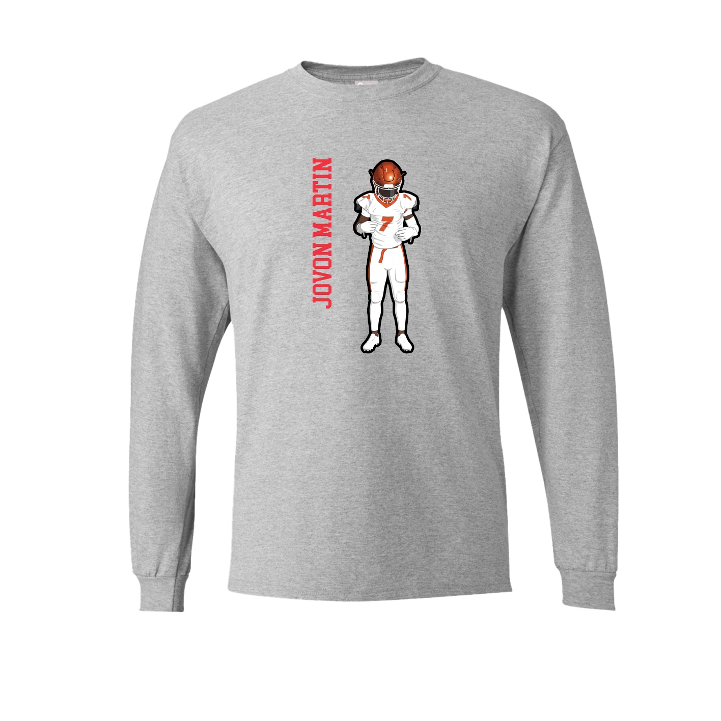 Long Sleeve Tee — Name Vertical in Grey