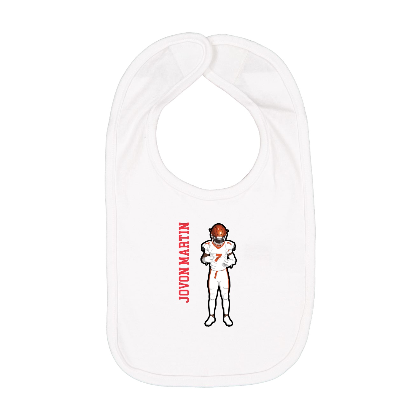 Infant Bib — Name Vertical in White