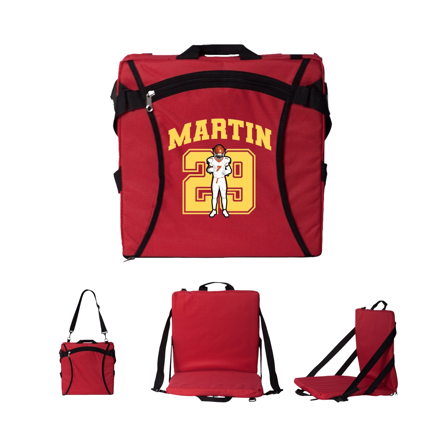 Folding Stadium Seat — Number in Red