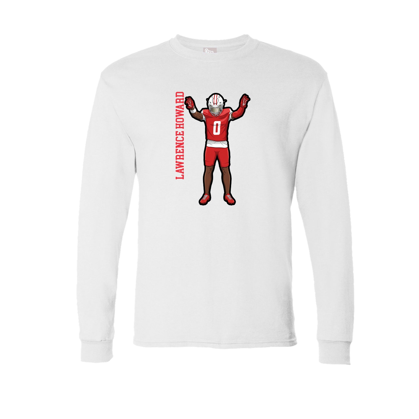 Long Sleeve Tee — Name Vertical in White