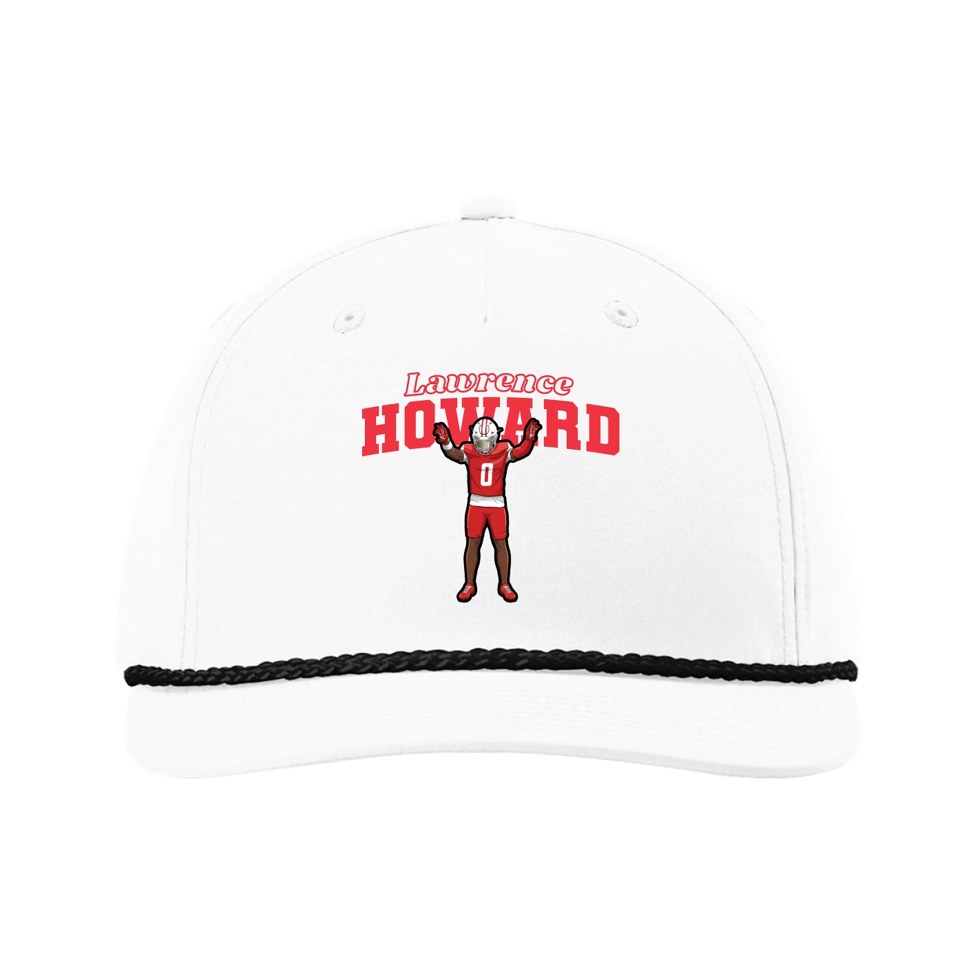 Five-Panel Classic Rope Cap — Name Arch in White