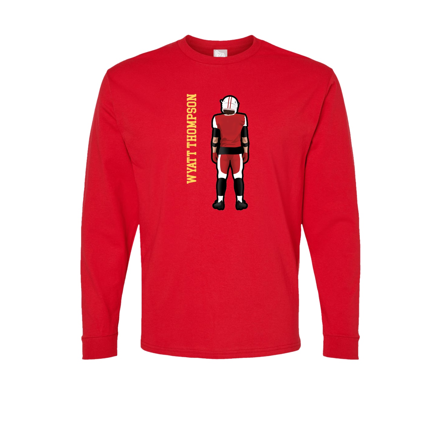 Long Sleeve Tee — Name Vertical in Red