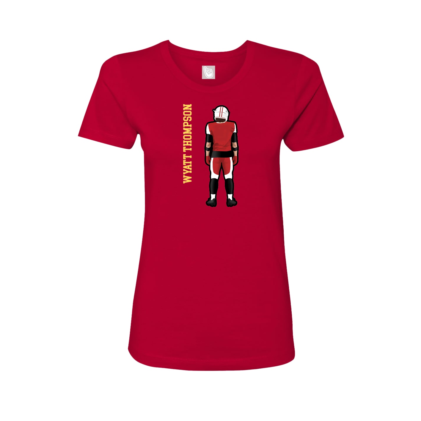 Fitted Women's Tee — Name Vertical in Red