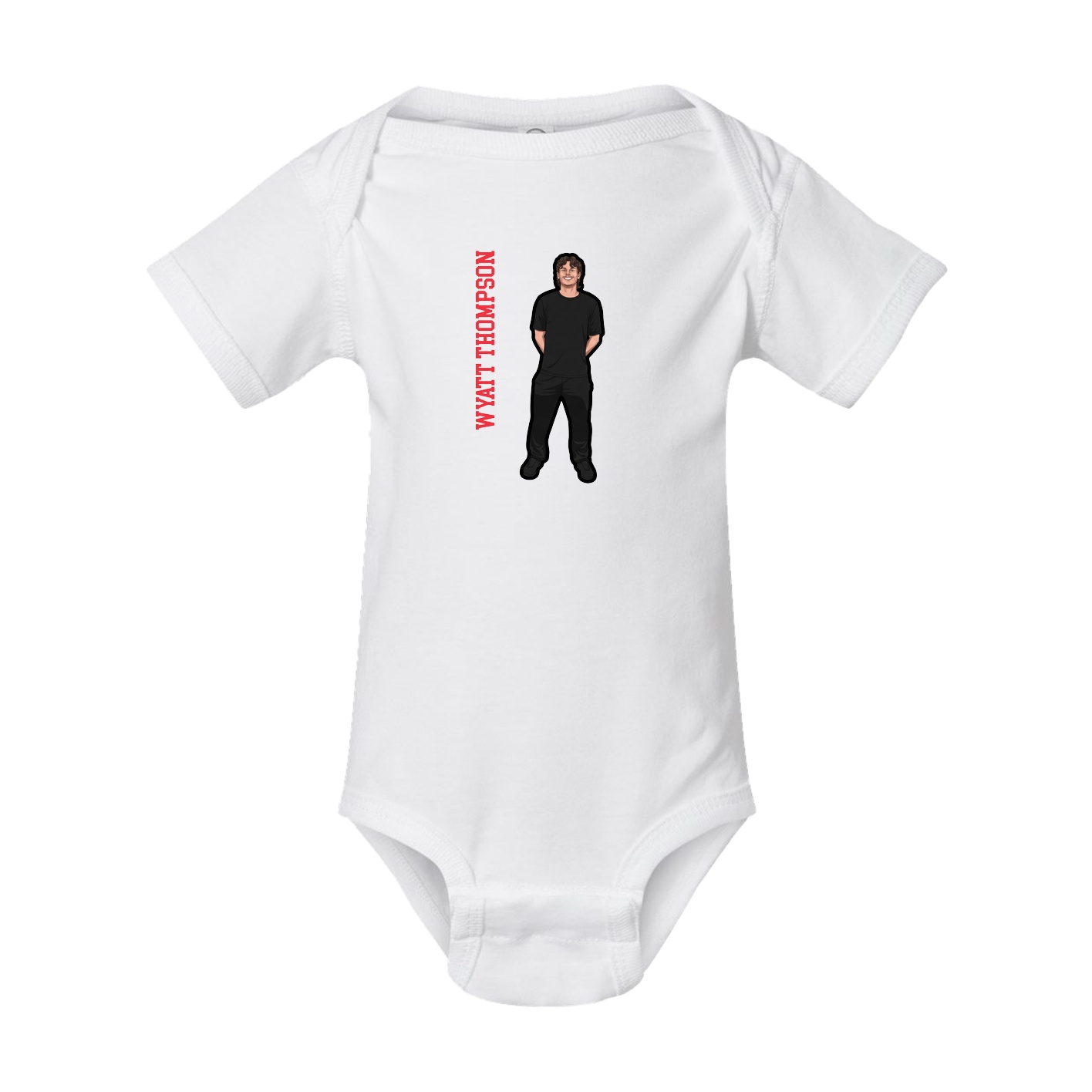 Baby Onesie — Name Vertical in White