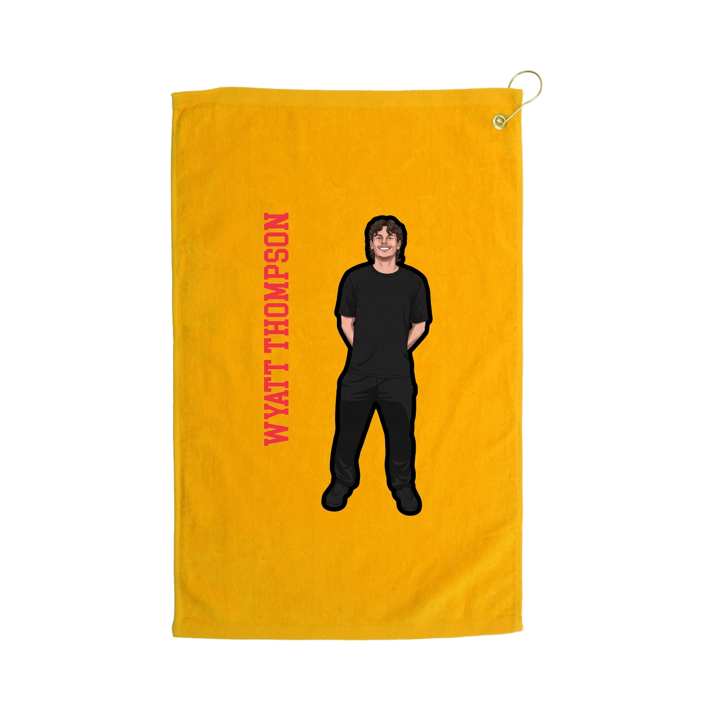 Golf Towel — Name Vertical in Gold