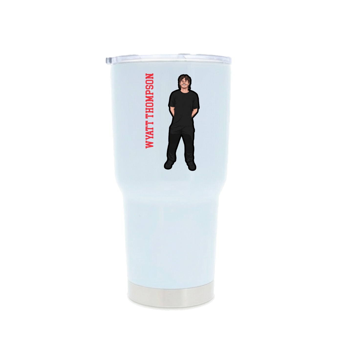 30oz Stainless Steel Tumbler — Name Vertical in White