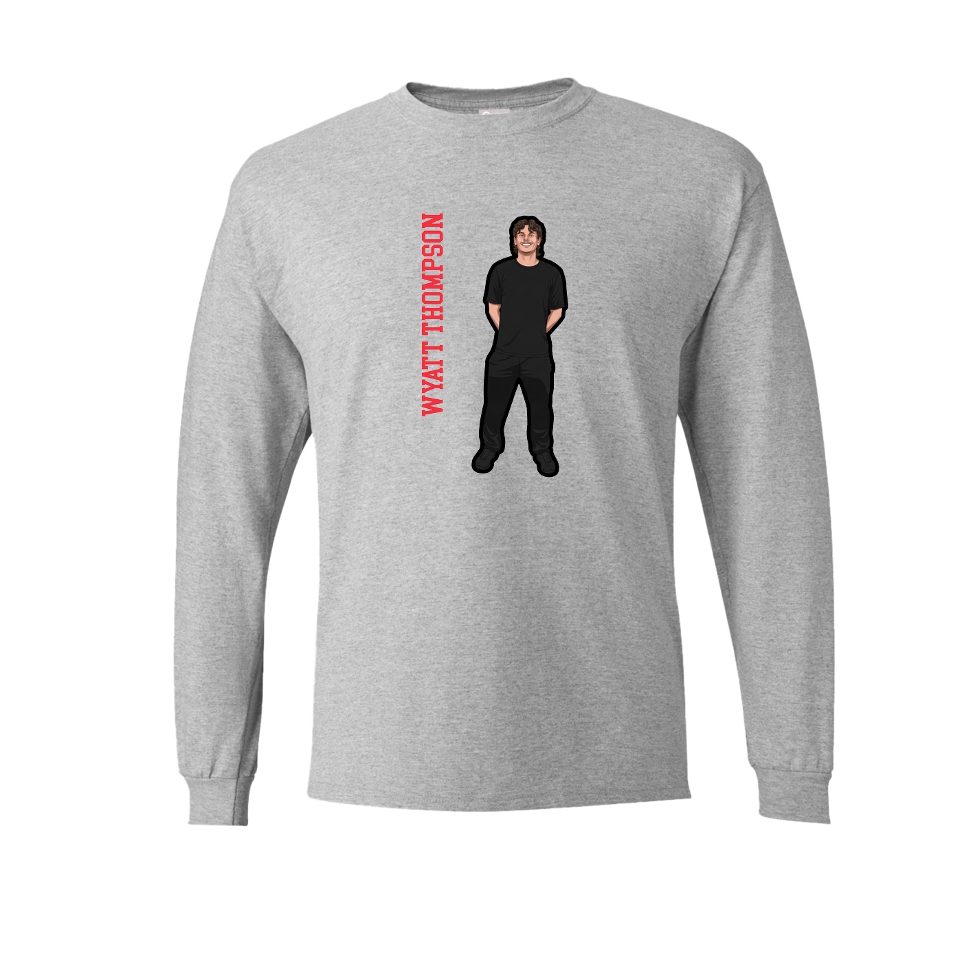 Long Sleeve Tee — Name Vertical in Grey