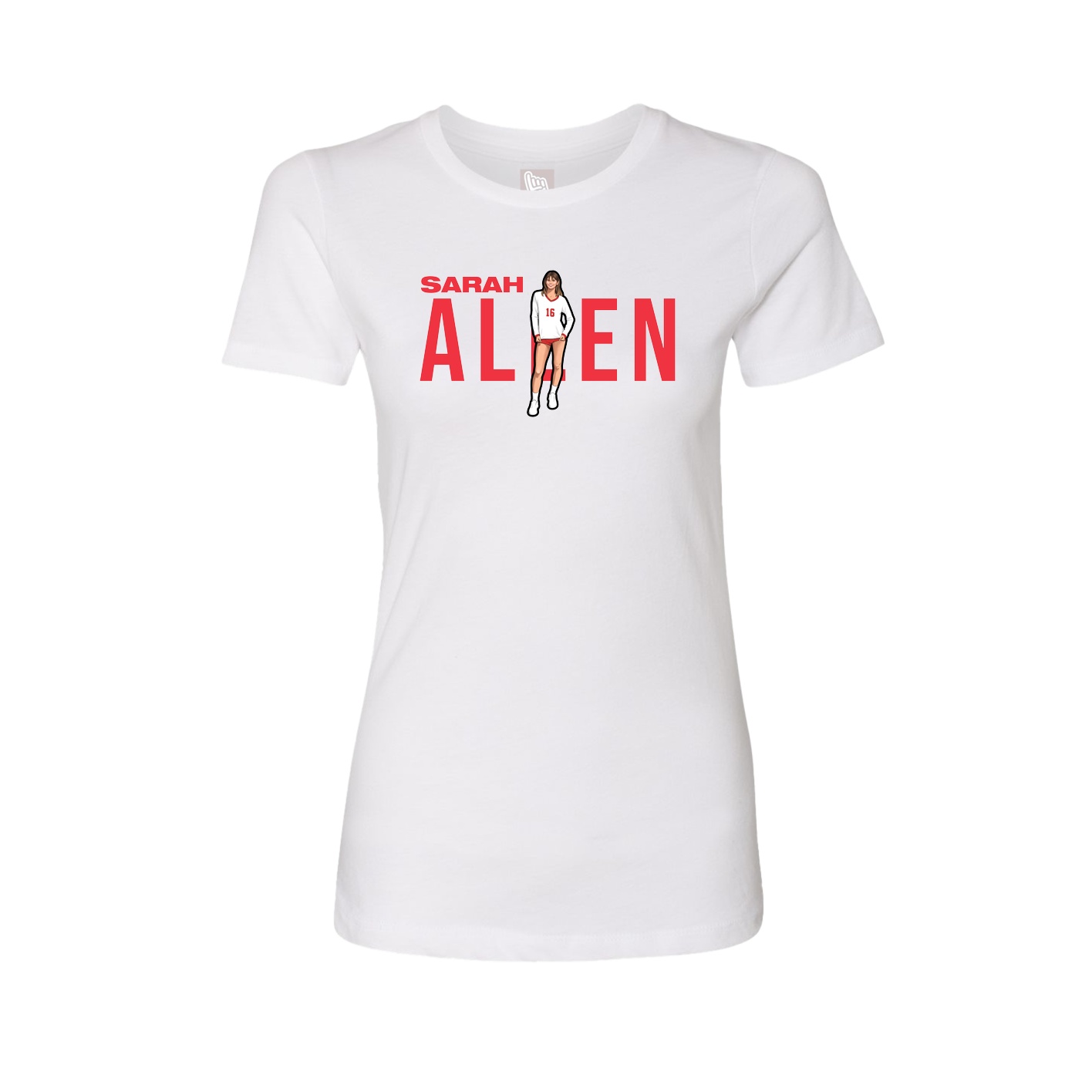 Fitted Women's Tee — Player Name in White