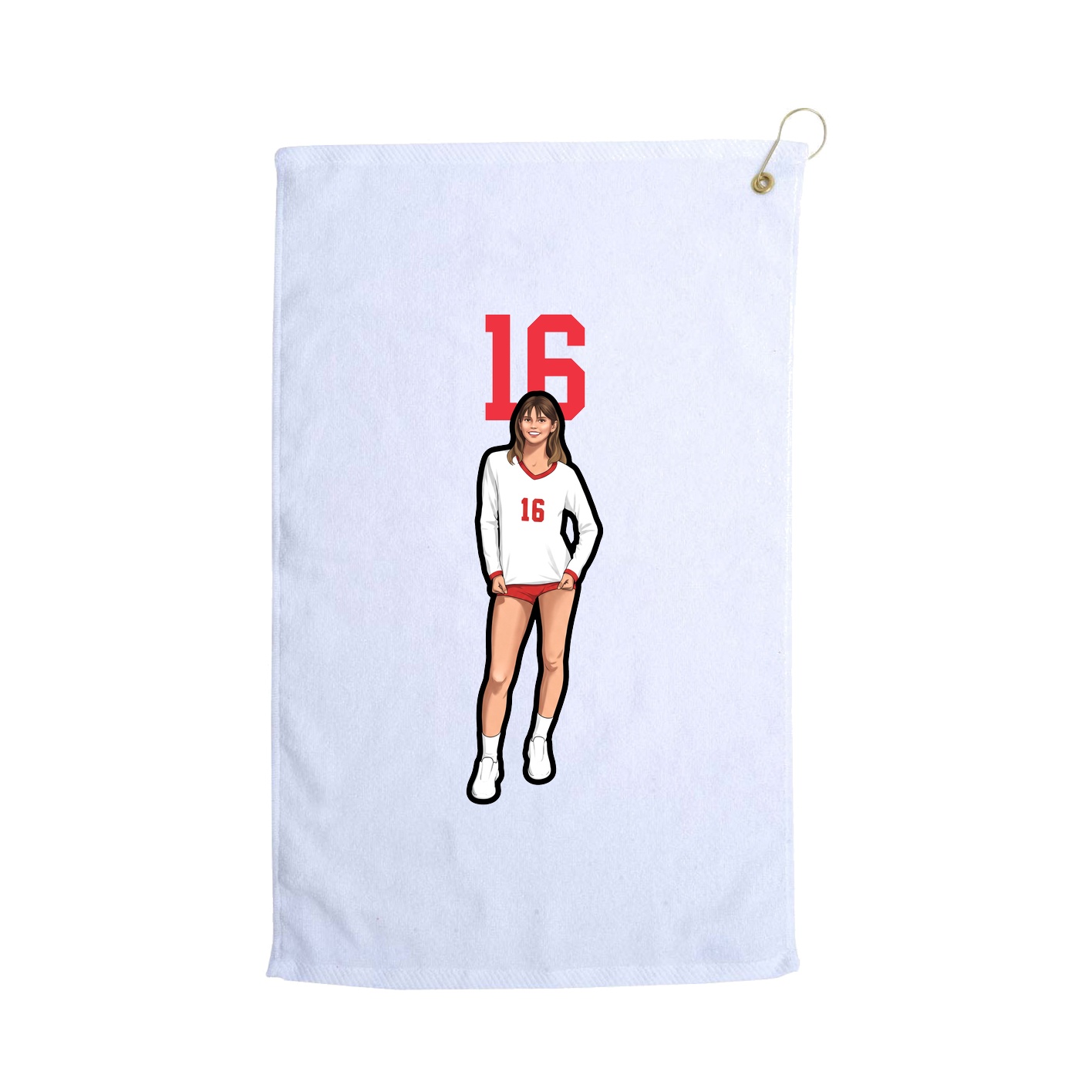 Golf Towel — Number Top in White