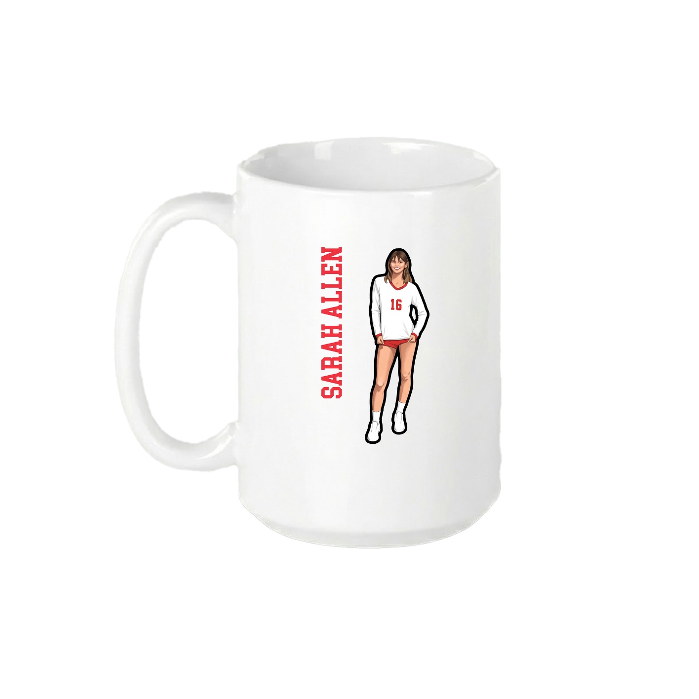 15oz Coffee Mug — Name Vertical in White
