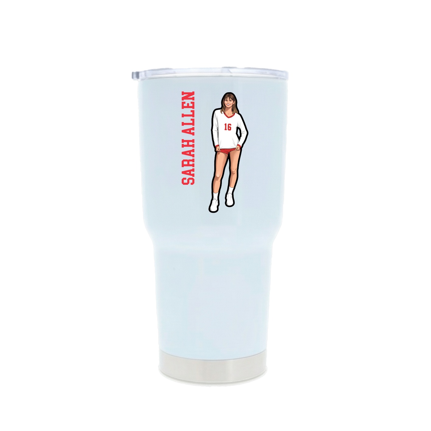 30oz Stainless Steel Tumbler — Name Vertical in White