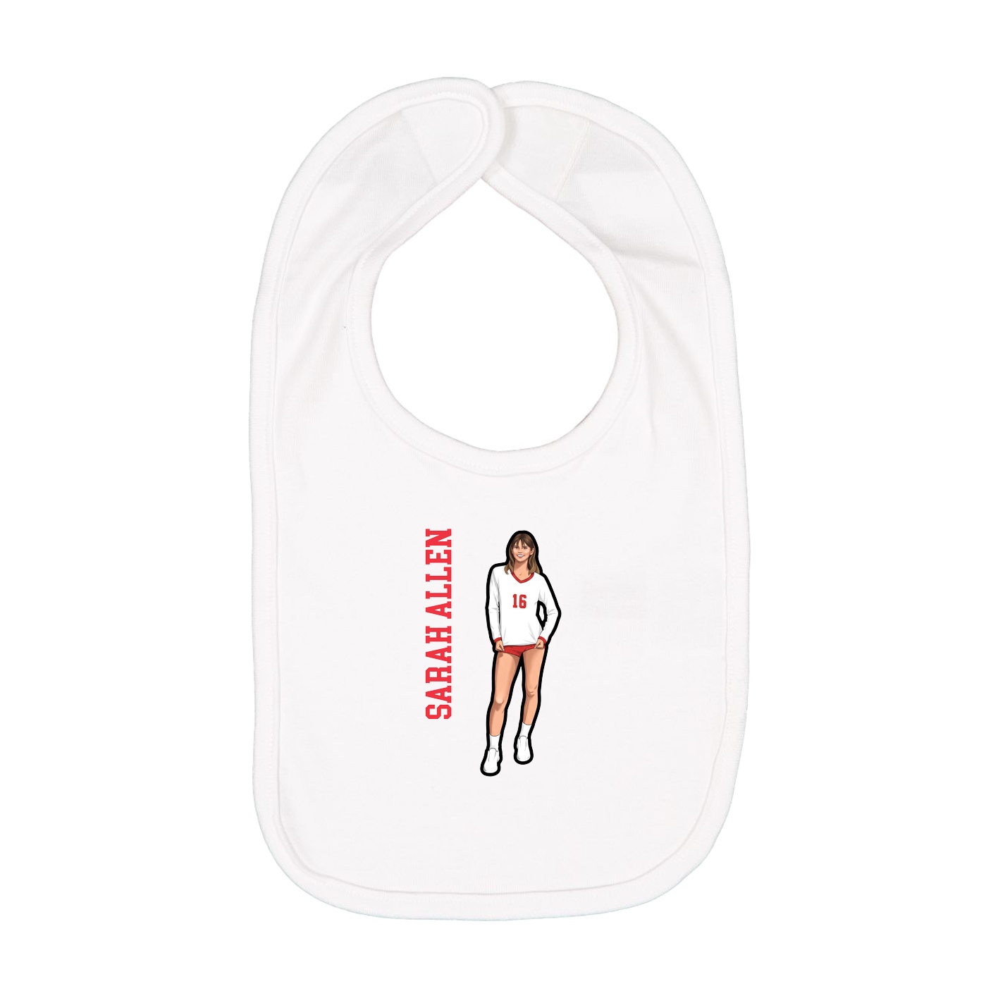 Infant Bib — Name Vertical in White