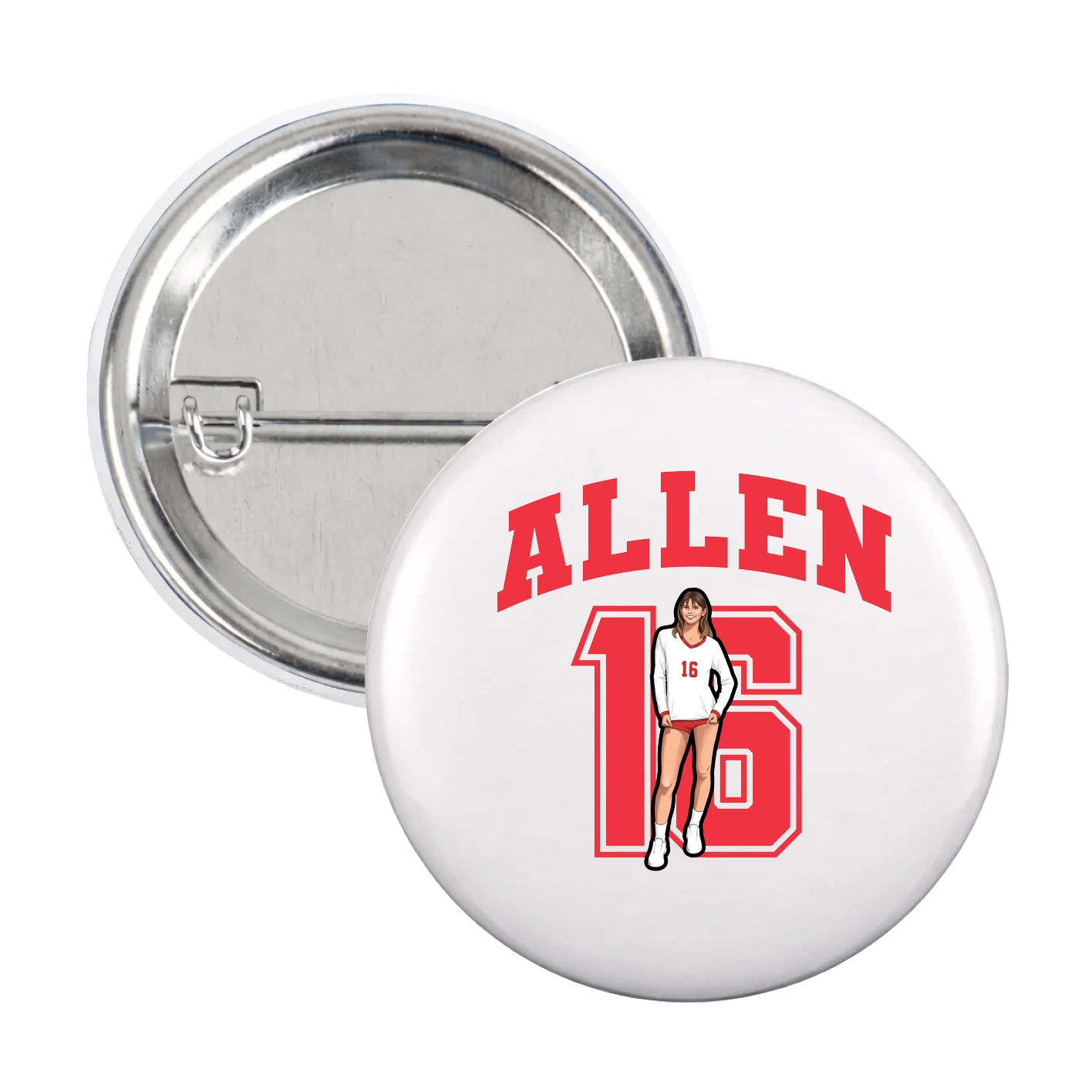 Game Day Button — Number in White