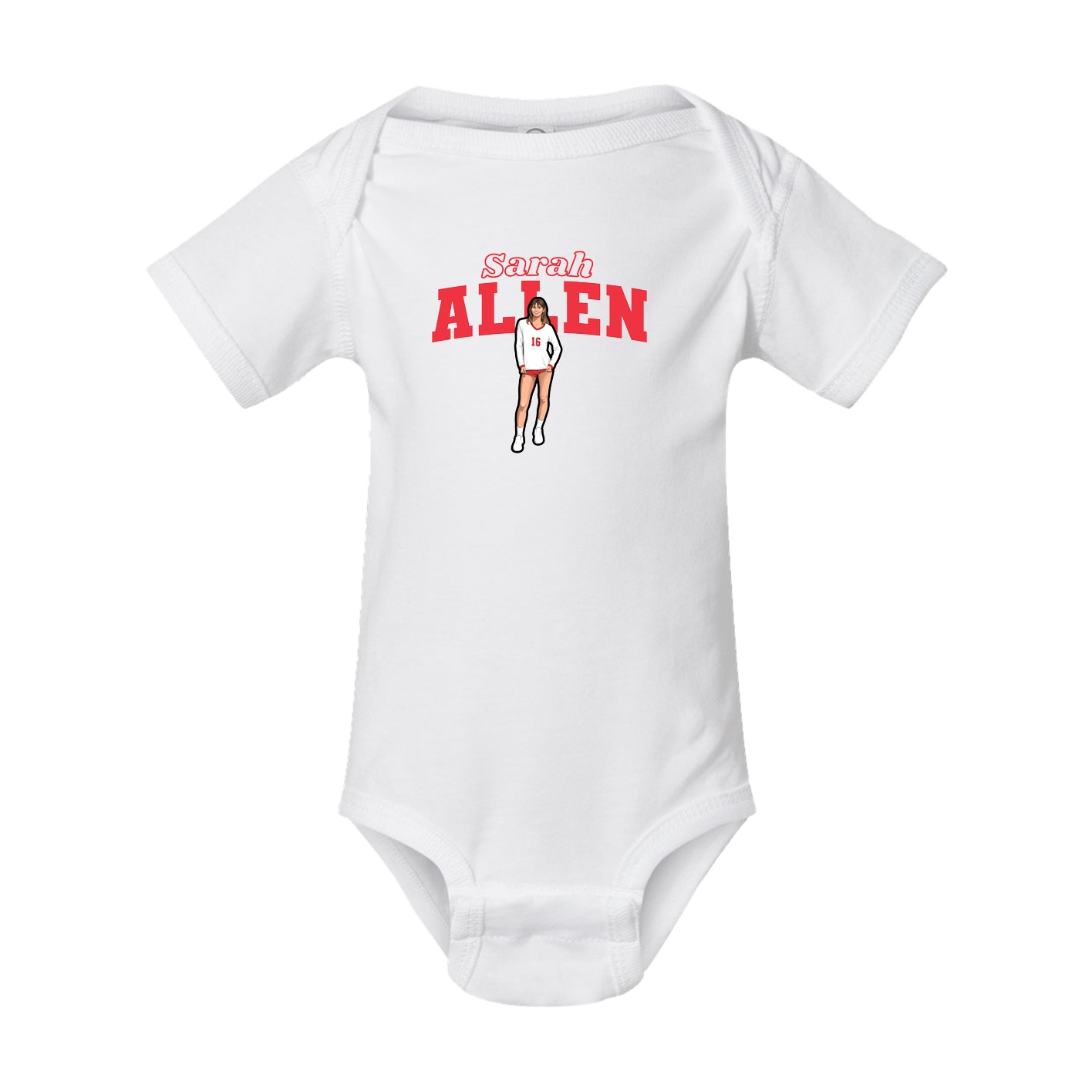 Baby Onesie — Name Arch in White