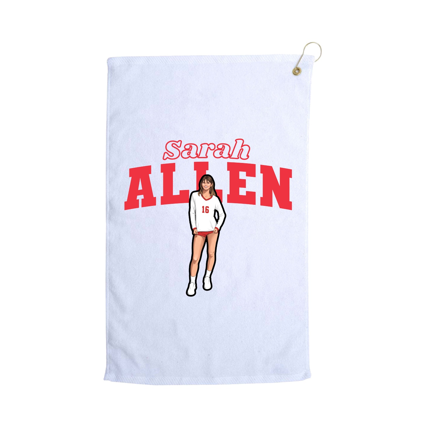 Golf Towel — Name Arch in White