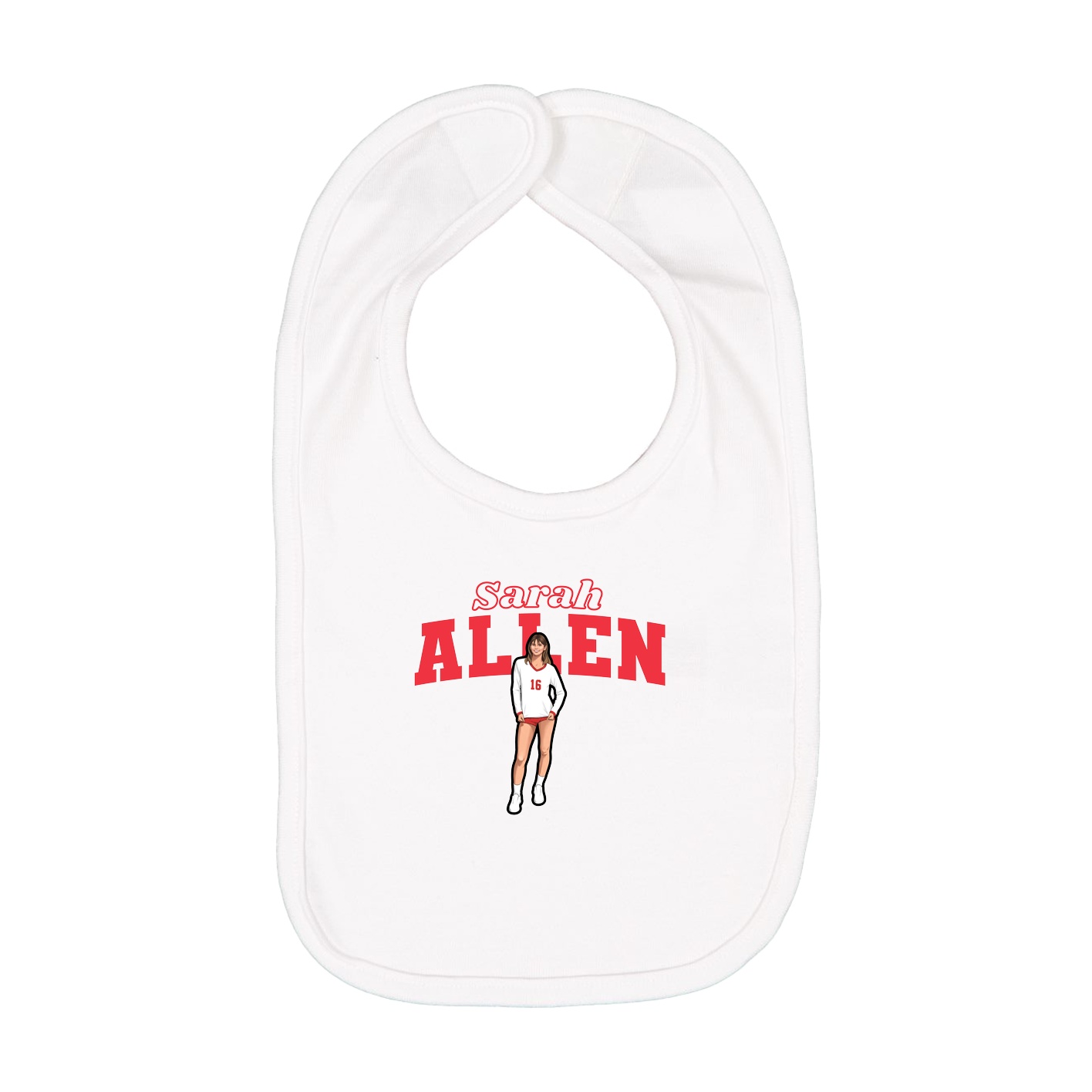 Infant Bib — Name Arch in White