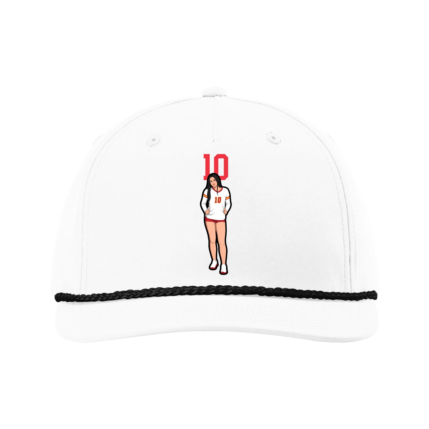Five-Panel Classic Rope Cap — Number Top in White