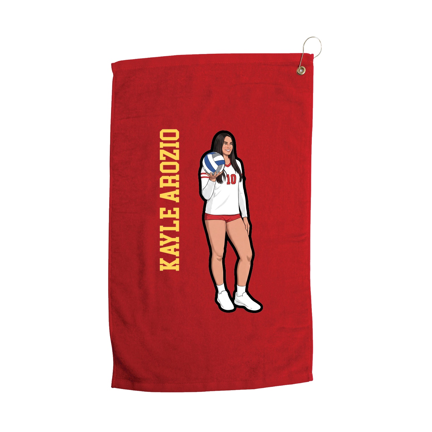 Golf Towel — Name Vertical in Red