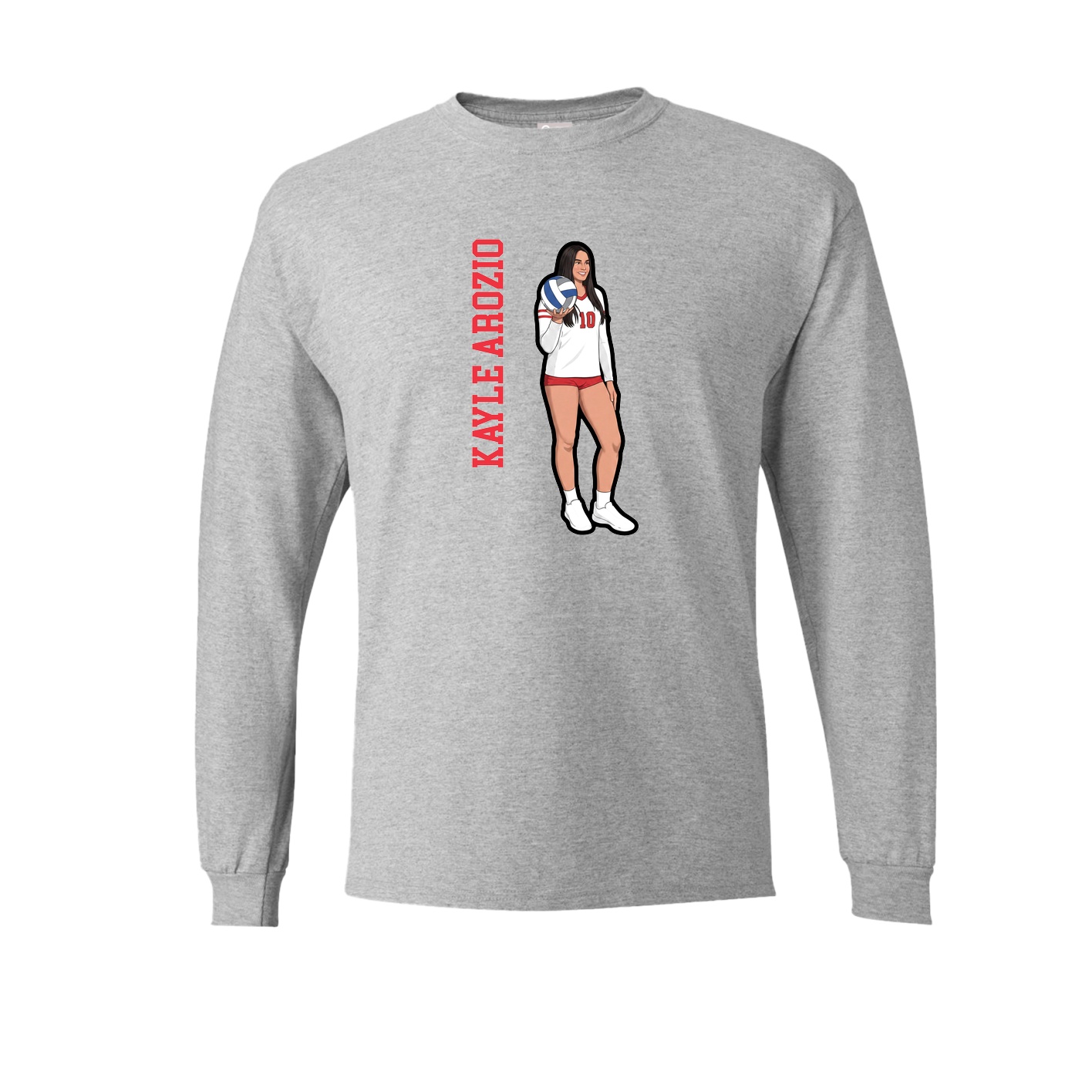 Long Sleeve Tee — Name Vertical in Grey