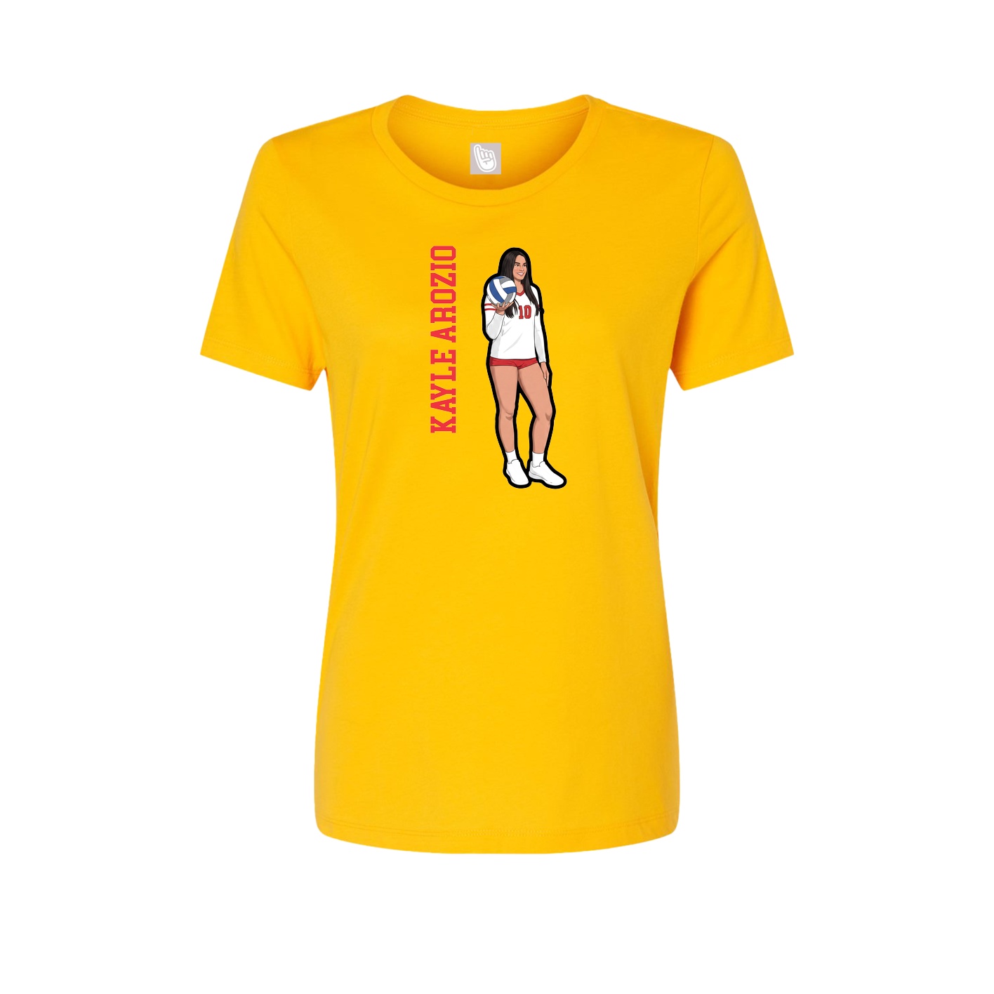 Fitted Women's Tee — Name Vertical in Gold