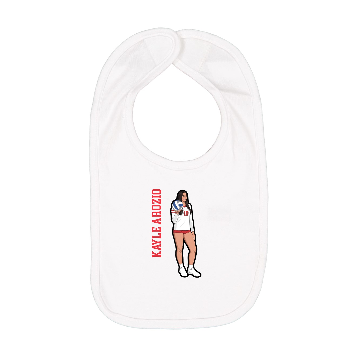 Infant Bib — Name Vertical in White