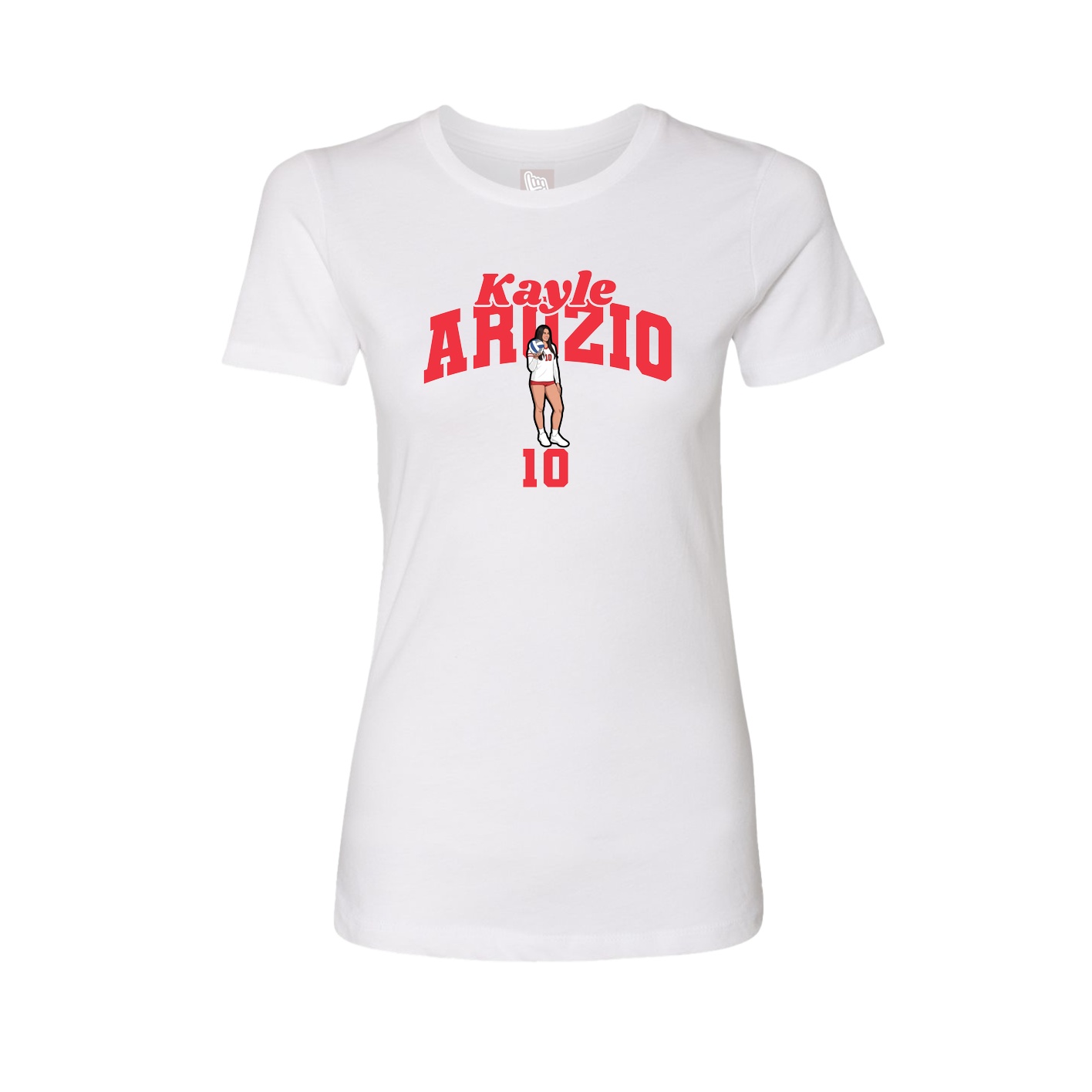 Fitted Women's Tee — Signature Arch in White