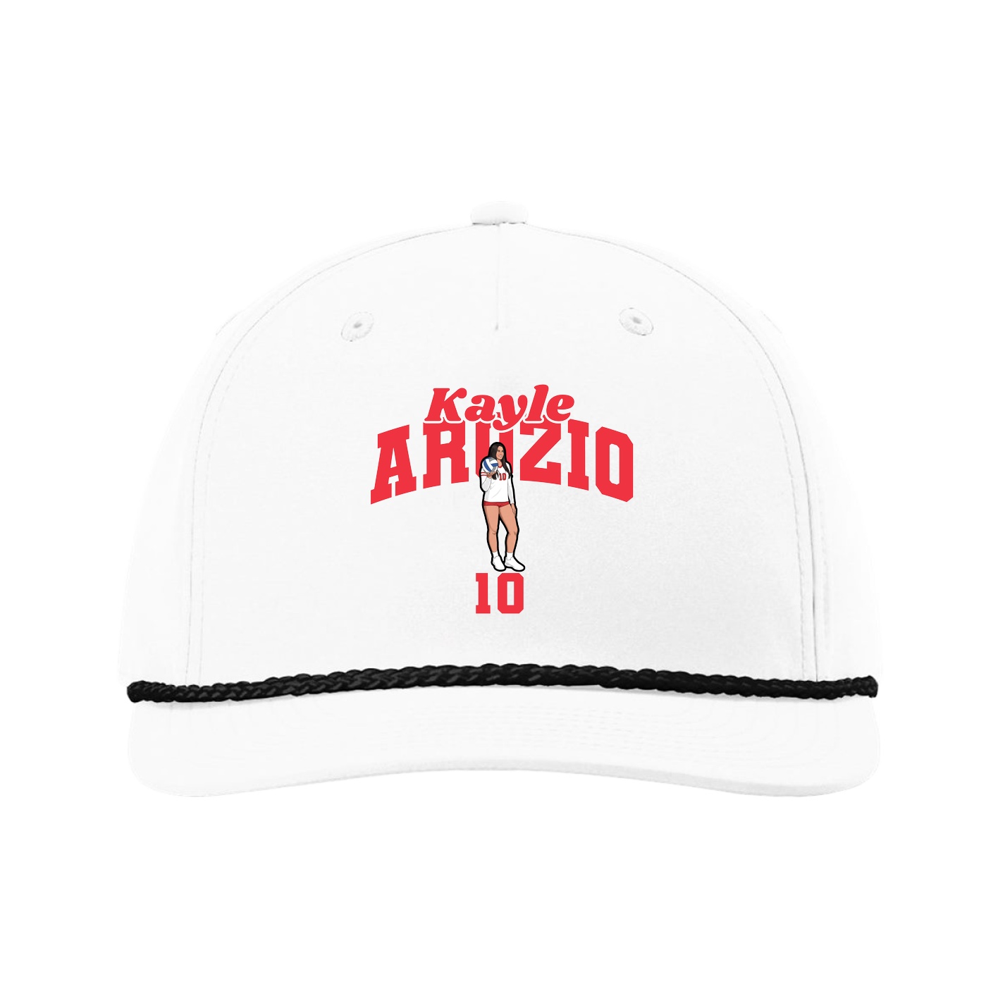 Five-Panel Classic Rope Cap — Signature Arch in White