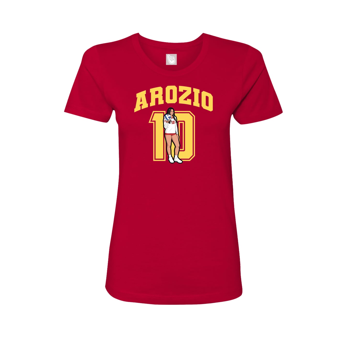 Fitted Women's Tee — Number in Red