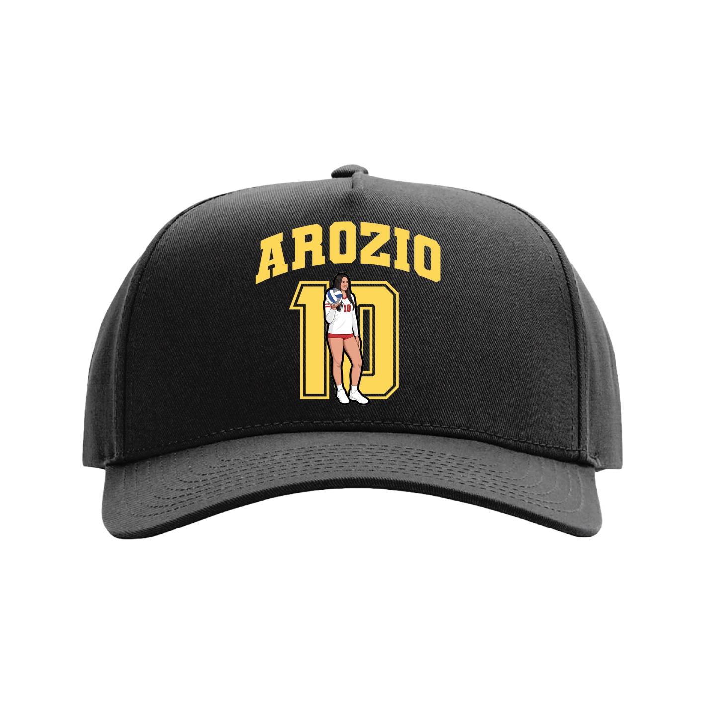 Full Fabric Five-Panel Champ Cap — Number in Black