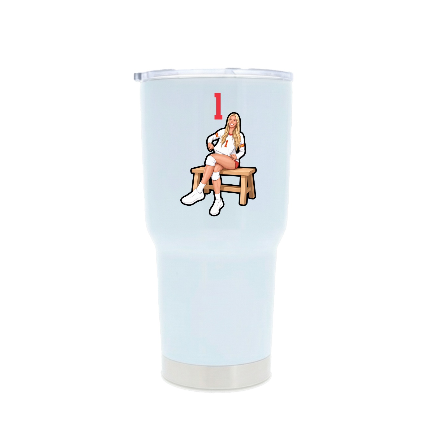 30oz Stainless Steel Tumbler — Number Top in White