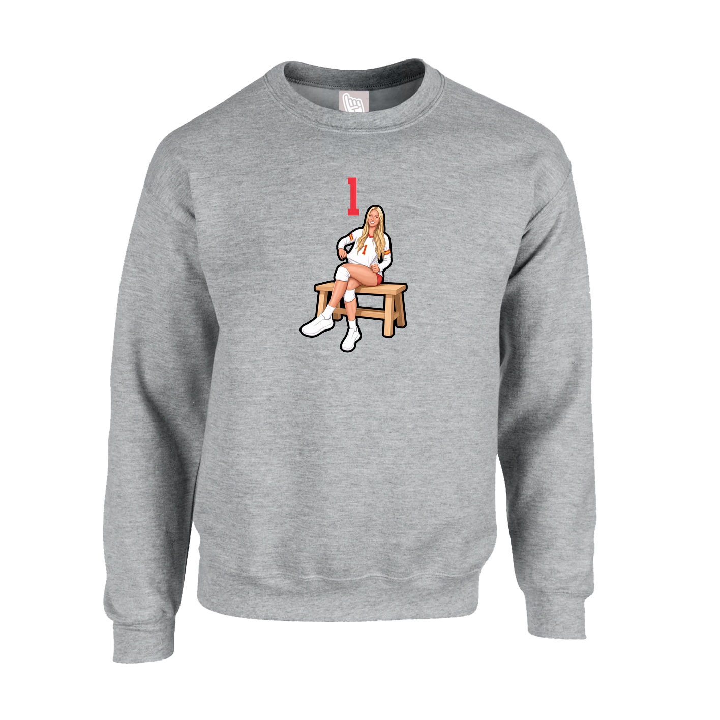 Fleece Crew — Number Top in Grey