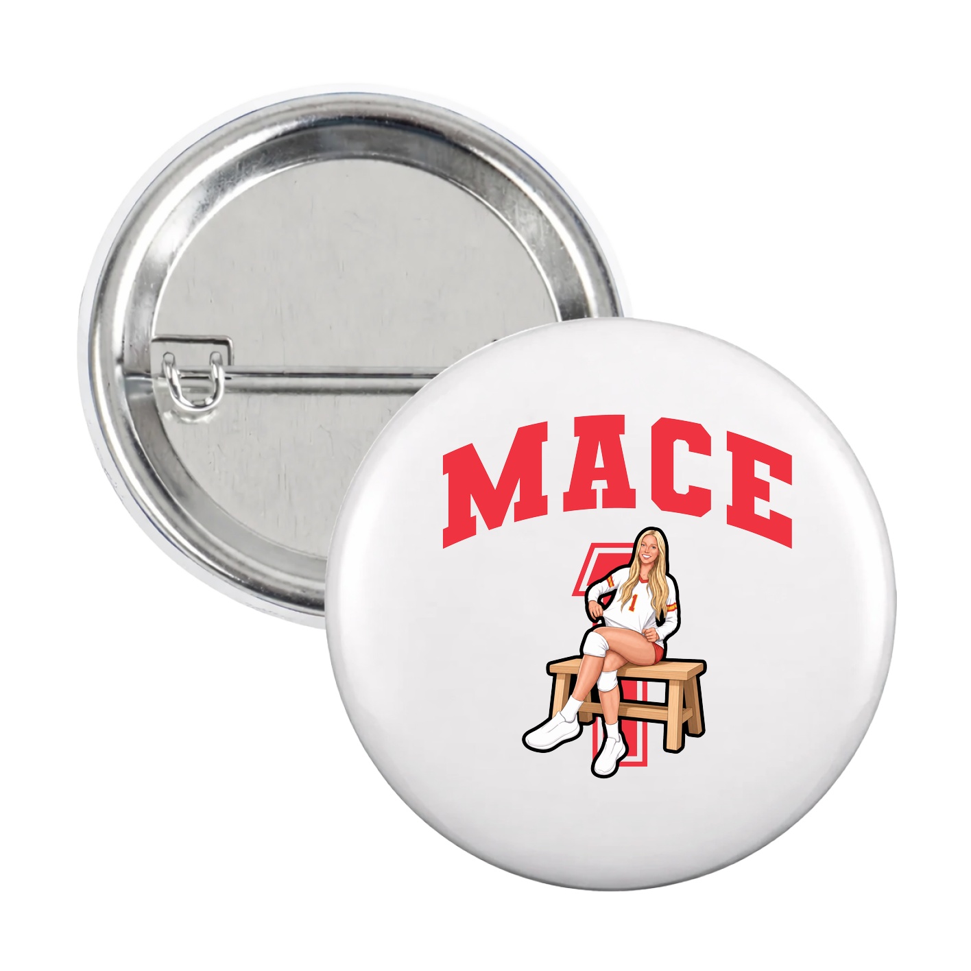 Game Day Button — Number in White