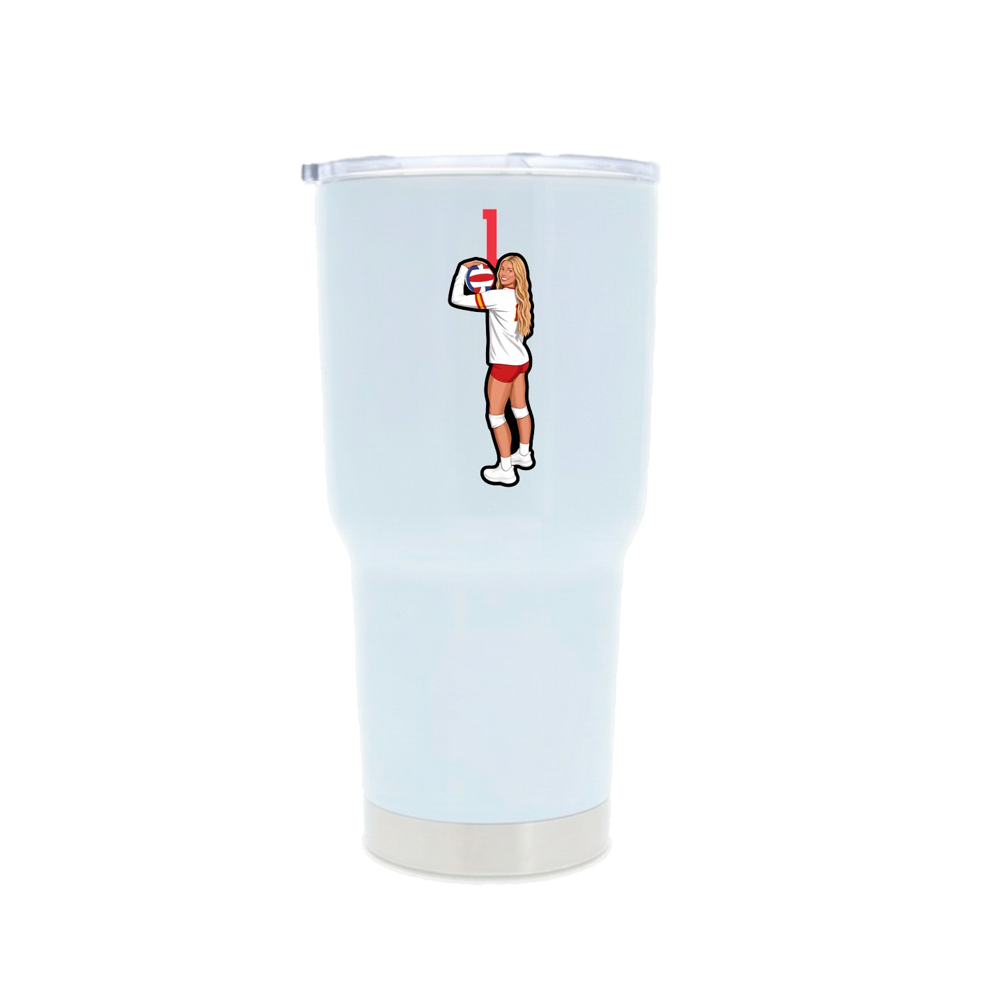 30oz Stainless Steel Tumbler — Number Top in White