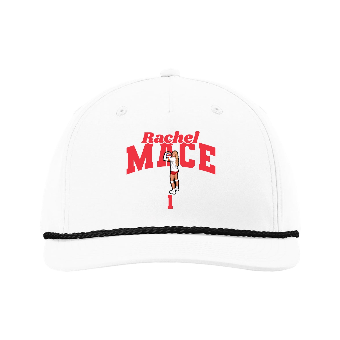 Five-Panel Classic Rope Cap — Signature Arch in White
