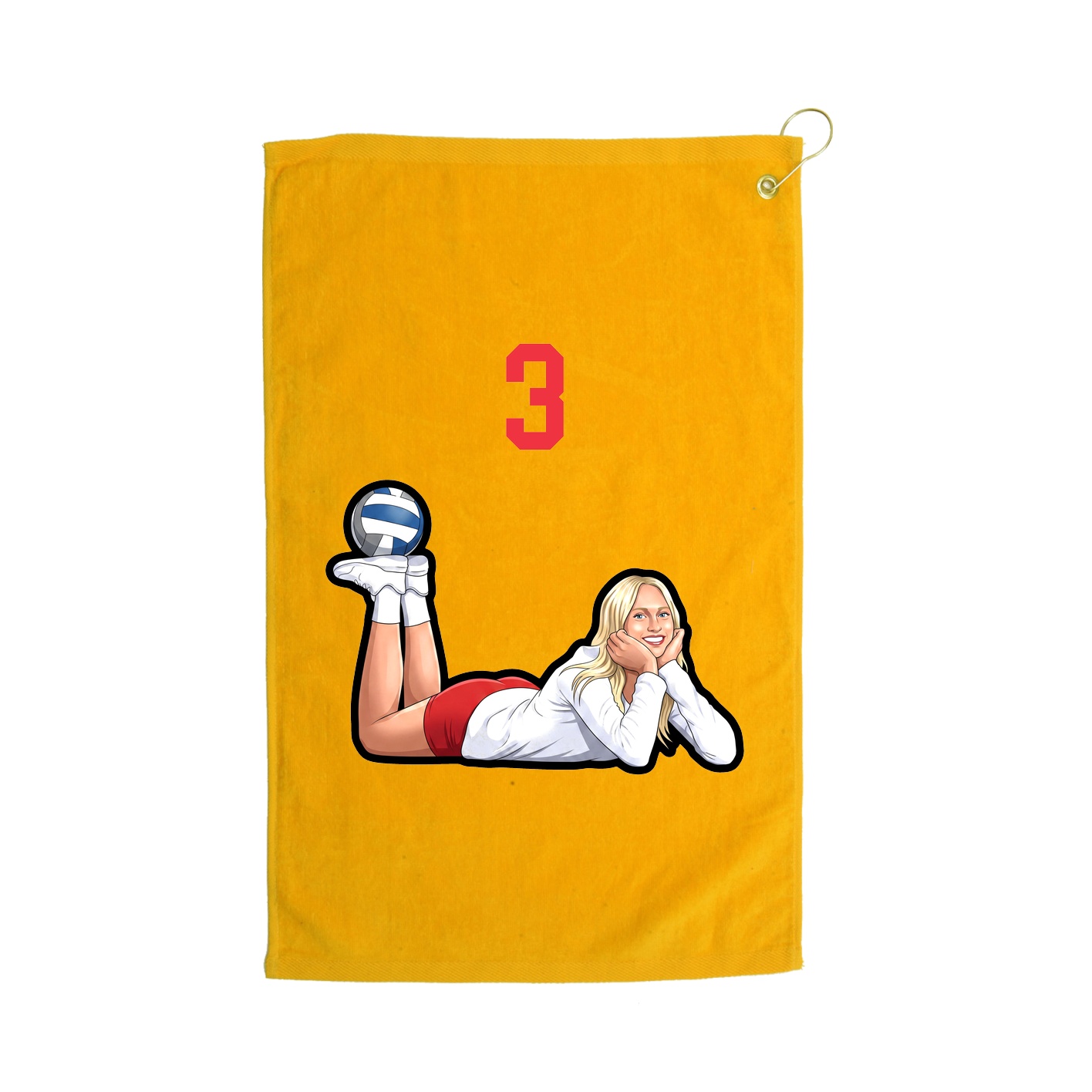 Golf Towel — Number Top in Gold