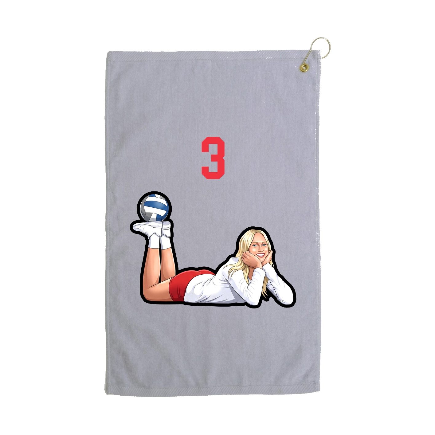 Golf Towel — Number Top in Grey