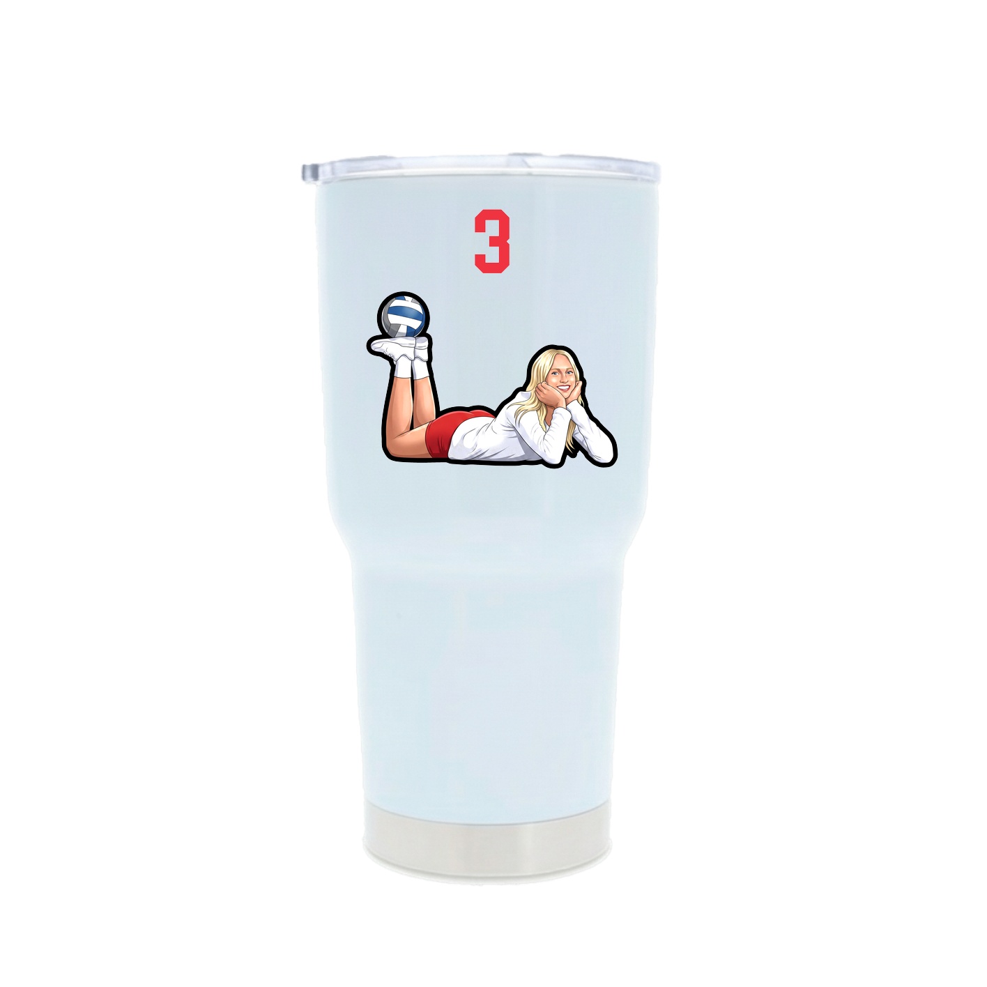 30oz Stainless Steel Tumbler — Number Top in White