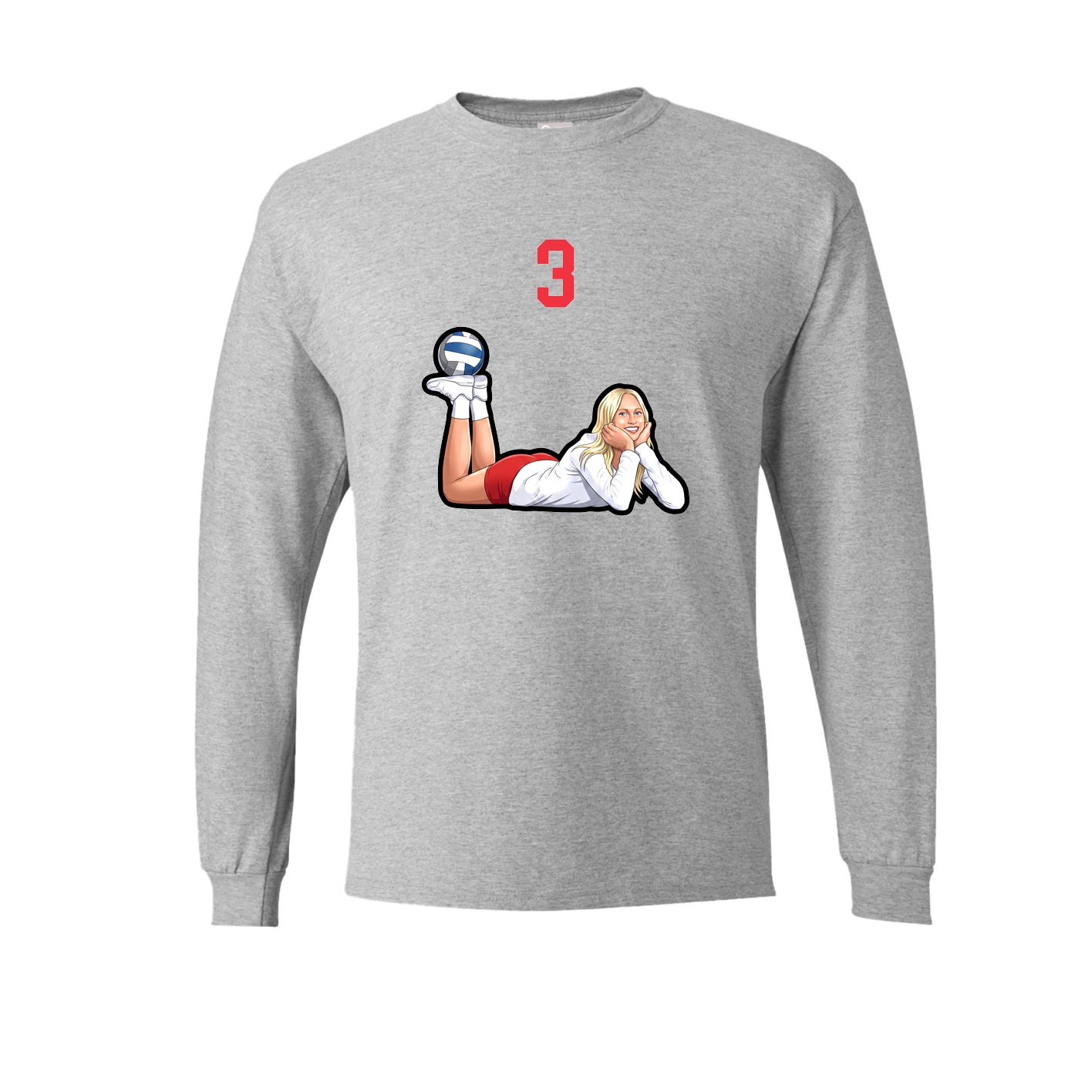 Long Sleeve Tee — Number Top in Grey
