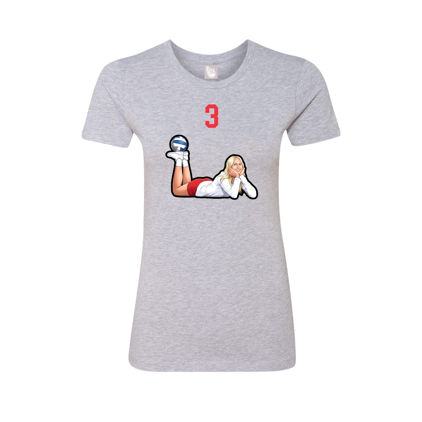 Fitted Women's Tee — Number Top in Grey